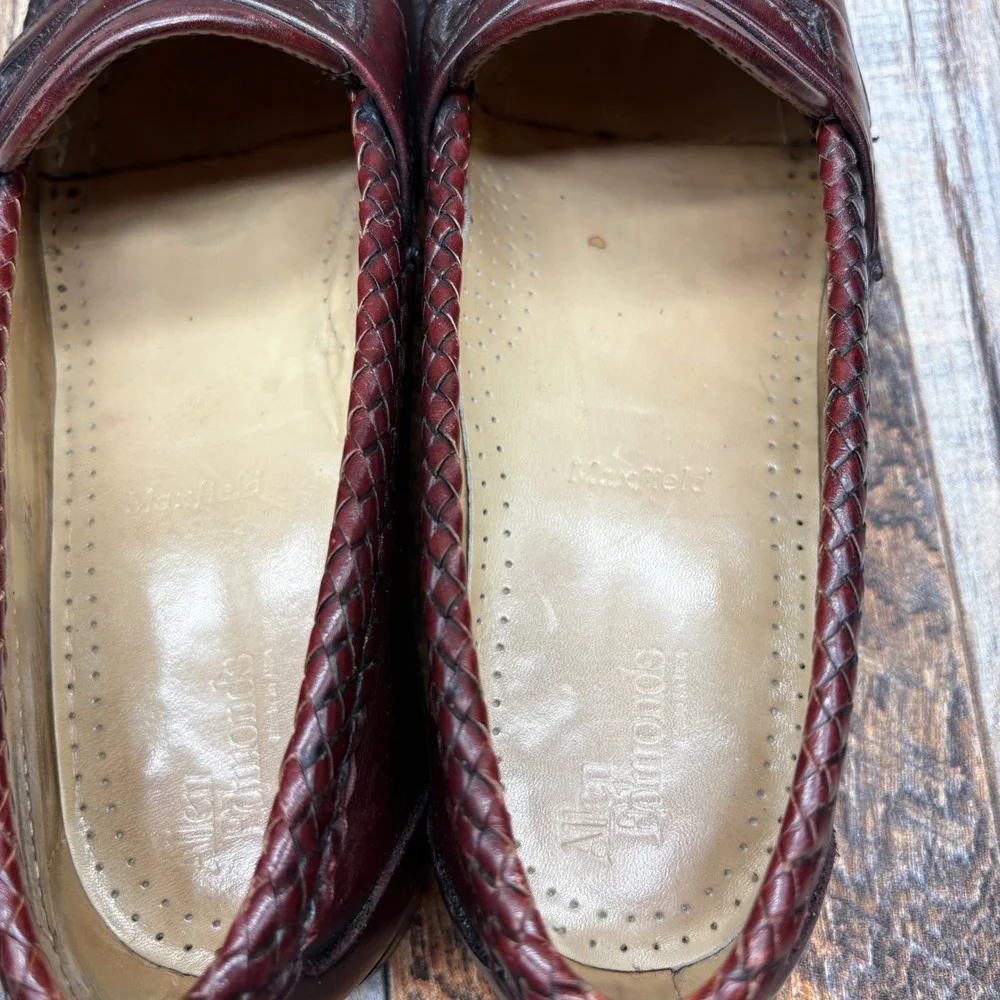 Allen Edmonds Maxfield Burgundy Leather Woven Tassel Loafers Mens 10 A 1656